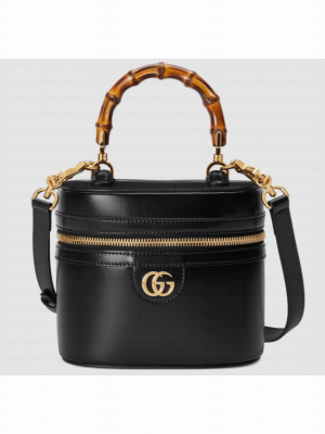 GUCCI MINI VANITY BAG WITH BAMBOO HANDLE 760200 black