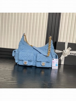 Chanel HOBO BAG Washed Denim AS5338 Blue