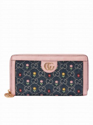Gucci Ophidia Zip Around Wallet Blue