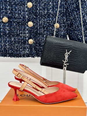 Louis Vuitton Blossom Suede Slingback Pump Red