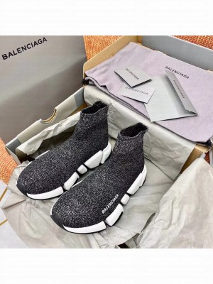 Balenciaga Speed 2.0 Knit Sock Sneakers Spring/Summer 2021 Collection, Metallic Black/White