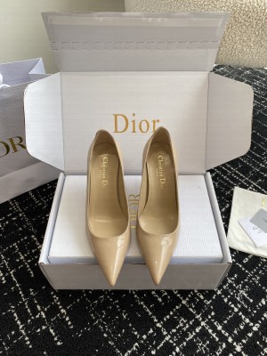 Christian Dior 7.5cm Tribales Patent Leather Pumps Beige