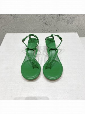 Bottega Veneta Dot Lambskin Medium-Heel Sandals 5.5cm Green 2022 Collection