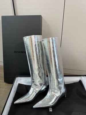 Jil Sander 3.5cm Calfskin Leather High boots Silver