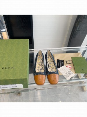 Gucci ballet flat with Interlocking G Danim with Brown Leather tip 2021 Collection