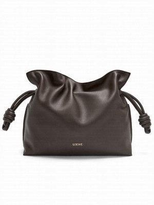 Loewe Flamenco Clutch In Nappa Calfskin Dark Coffee