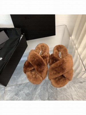 Jil sander Shearling Slides Coffee