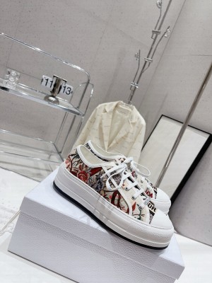 Dior Walk'n'Dior Low-top Platform Embroidered Cotton Sneakers 2023 03