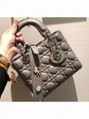Lady Dior My ABCDior Bag in Cannage with Badges Etoupe 2019