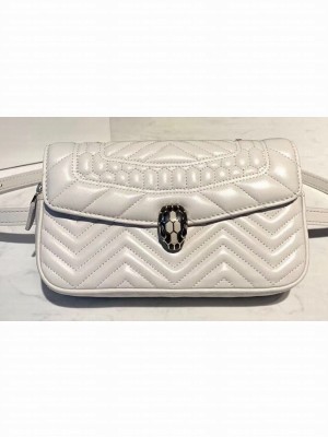 Bvlgari Serpenti Forever Belt Bag in Quilted Chevron Leather White 2019