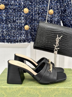 Gucci Signoria Slide Sandals 786595 Black leather 2024