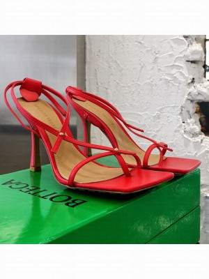 Bottega Veneta Stretch Lambskin Strap Sandals 9cm Red  2021 Collection 14