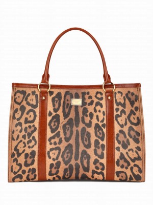 Dolce & Gabbana Leopard-Print Crespo Shopper With Branded Plate Coffee