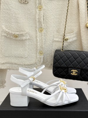 Chanel Sandals Lambskin White G46274 heel 4.5cm 2025
