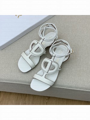 Dior Calfskin CD Heel Sandals 4.5cm White 2022 Collection
