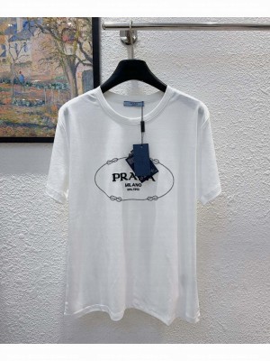 Prada Women's Printed Short-sleeved T-shirt White