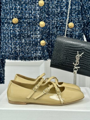CELINE LES BALLERINES CELINE CRISS-CROSS BABIES BALLERINA IN PATENT CALFSKIN BEIGE