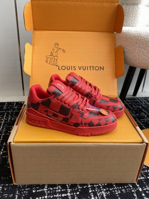 Louis Vuitton Unisex LV Trainer Sneaker Damier PopRed
