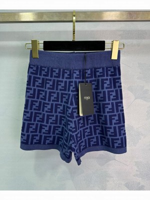 Fendi Women's FF Jacquard Knit Shorts Blue