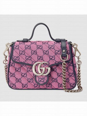 Gucci GG Marmont Multicolor mini top handle bag 583571 Pink and blue