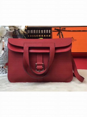 Hermes Halzan Tote Bag in Original Togo Leather Red