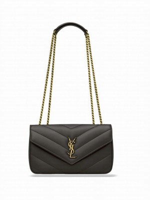 Saint Laurent LOULOU Small Quilted Lambskin Handbag Dark Gray