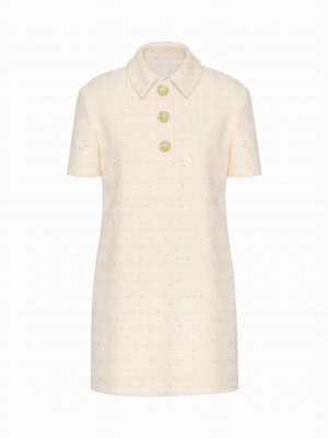 Valentino Women's Delicate Tweed Short Dress Cream