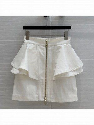 Louis Vuitton Denim Skirt with Ruffles White 2025