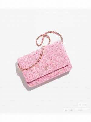 CHANEL CLASSIC WALLET ON CHAIN  AP0250 Pink & Ecru