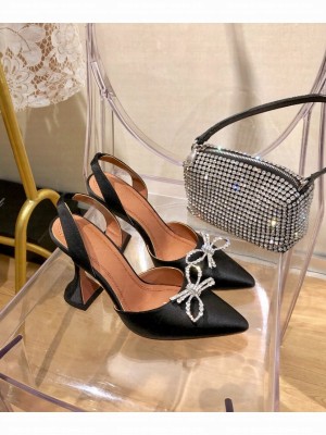 Amina Muaddi                                                                                        Bow-Embellished Rosie Slingback Pump black