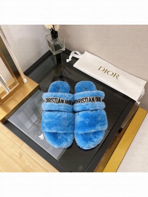 Christian Dior DIOR CHEZ MOI SLIDE Cotton Embroidery and Shearling 014