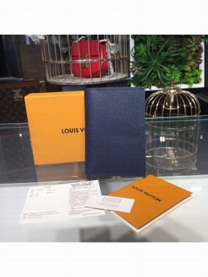 Louis Vuitton Passport Cover Wallet Taiga Leather Canvas Fall/Winter 2017 Collection M64504, Ocean