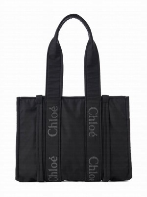 Chloe Medium Woody Tote Bag Black