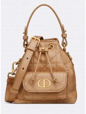 Dior Caro Nano Bucket Bag Macrocannage Lambskin S5250 Light Gold-Tone