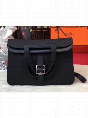 Hermes Halzan Tote Bag in Original Togo Leather Black
