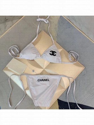 Chanel CC Lace-up Swimsuit White 2019 Collection