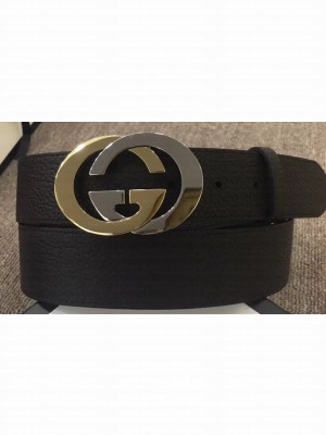 Gucci Width 4cm Leather Belt Coffee with Gold/Silver Interlocking G Buckle