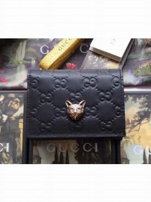 Gucci Signature Card Case with Cat 548057 Black