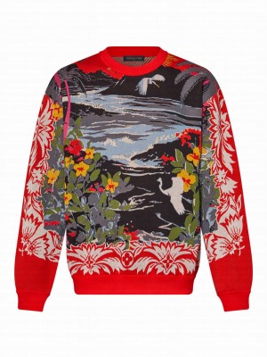 Louis Vuitton Women's Jacquard Cotton Pullover Red
