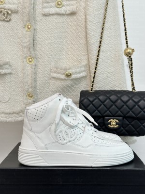Chanel Calfskin High top Sneakers G45080 White
