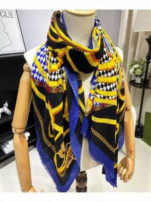 Gucci Women's Stirrup Print Scarf Blue