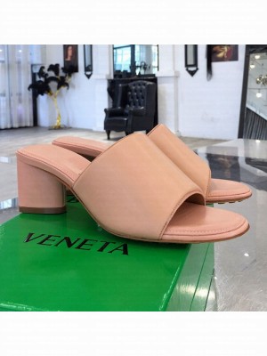 Bottega Veneta Band Calfskin Heel 5cm Sandals Pink  2021 Collection 17