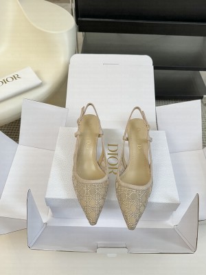 Dior Capture Slingback beige mesh with drill heel 6.5cm Sandals 2025 