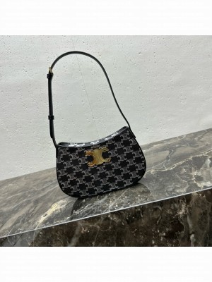 Celine MEDIUM TILLY BAG IN TRIOMPHE CANVAS 115703 black&white
