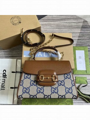 GUCCI HORSEBIT 1955 MEDIUM BAG 702049 blue&brown
