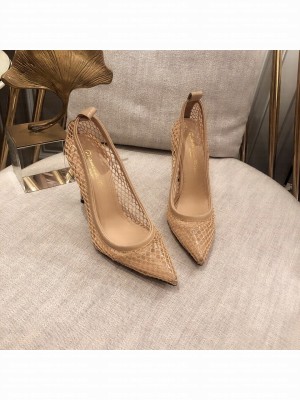 Gianvito Rossi Beige Mesh Heel 10.5cm Pumps Spring/Summer 2021 Collection 
