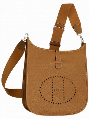 Hermes Tan Evelyne Shoulder Togo III PM Bag Light Coffee