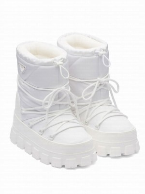 Prada Women's Nylon Gabardine Apres Ski Booties White