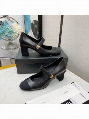 Chanel Lambskin Mary Janes Pumps 4.5/6.5cm Black 2022 Collection