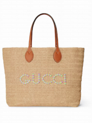 Gucci MEDIUM STRAW-EFFECT TOTE 779666 Multicolor